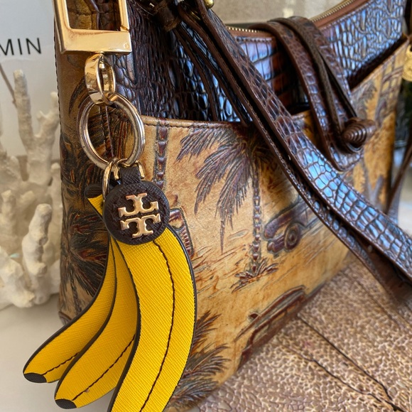 🌴1st Edition🌴CHOCOLATE COPA CABANA ISABELLE BRAHMIN +TORY BURCH BANANAS TASSEL - Picture 3 of 14